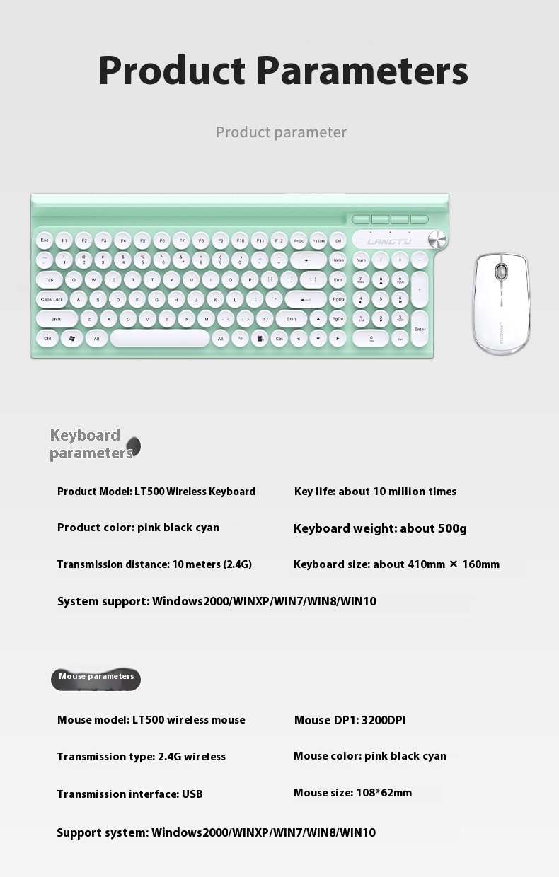 Title 6, Lt500 Computer Wireless Keyboard and Mouse Set ...