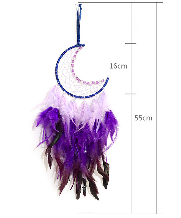 Title 1, New Moon Dreamcatcher Single Ring Feather Ornam...