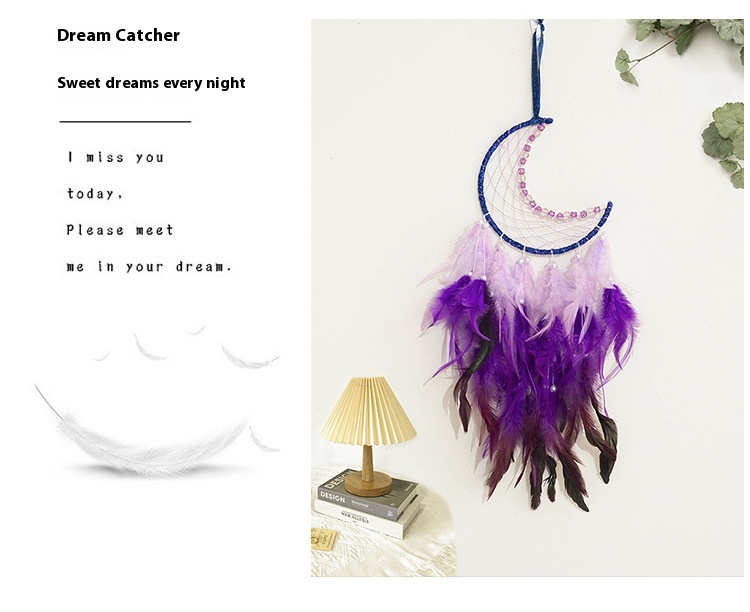 Title 8, New Moon Dreamcatcher Single Ring Feather Ornam...