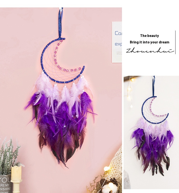 Title 9, New Moon Dreamcatcher Single Ring Feather Ornam...