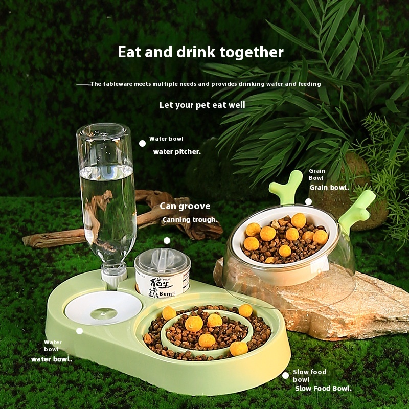 Title 4, Cat Bowl Ceramic Double Bowl Automatic Drinking...