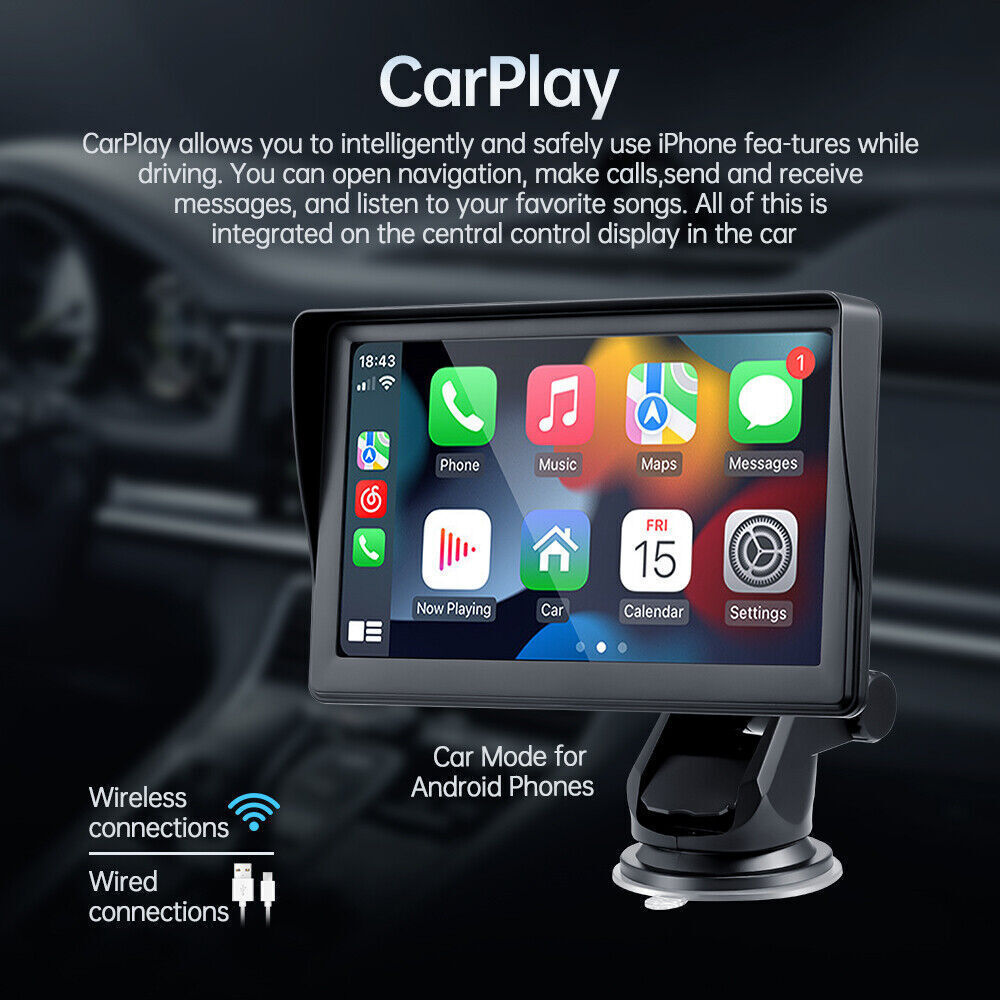 Title 9, 7 inç Taşınabilir Kablosuz CarPlay Araba Akıllı...