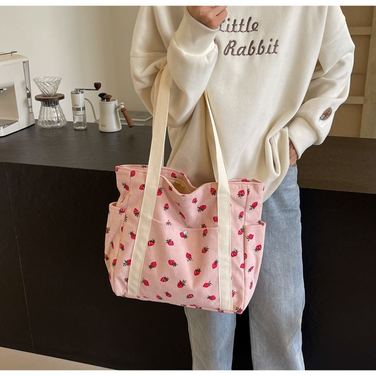 Pink Strawberry Tote | Large Capacity