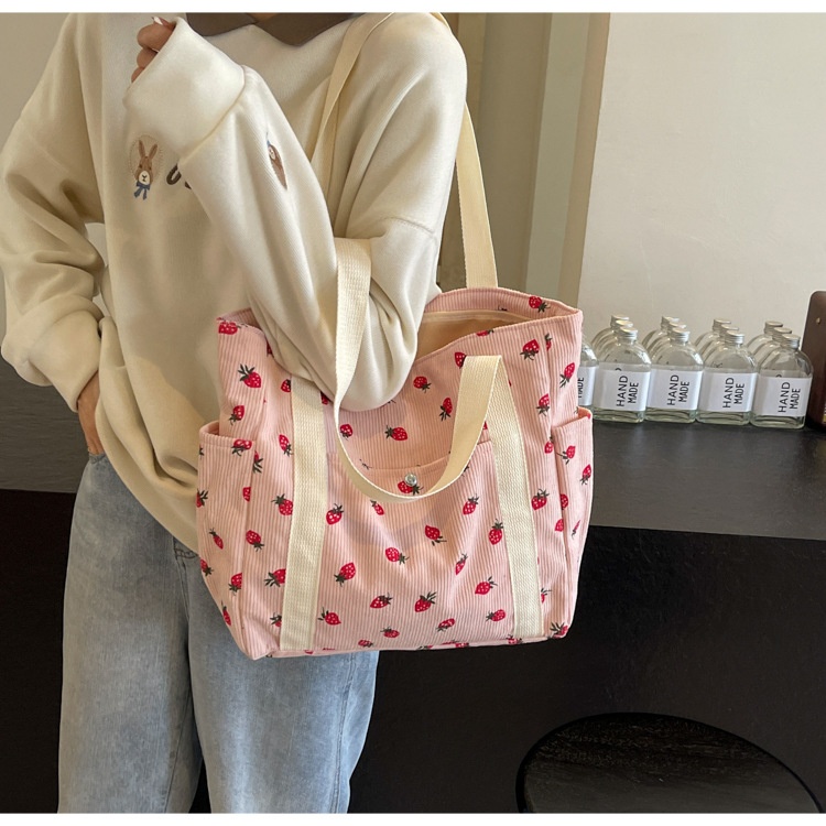 Pink Strawberry Tote | Large Capacity