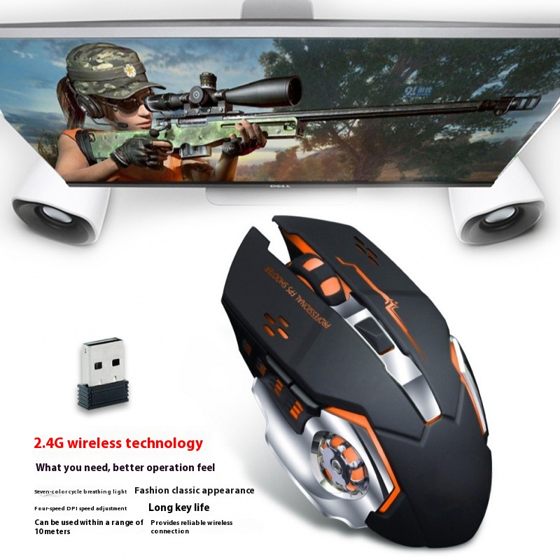 Title 6, Luminous Game Mouse Mute Rechargeable Bluetooth...