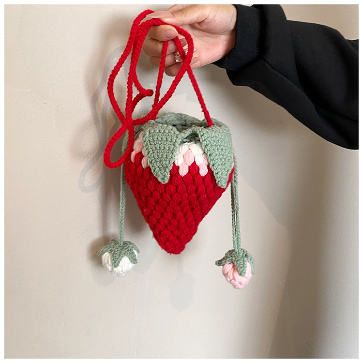 Crochet Strawberry Bag | Wool Knitted