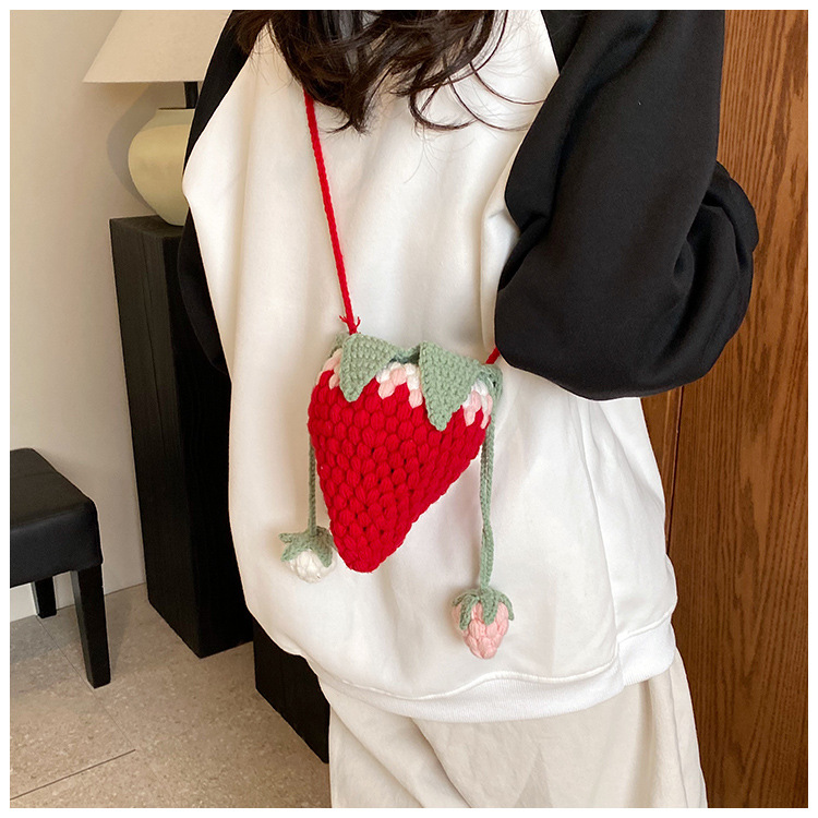 Crochet Strawberry Bag | Wool Knitted