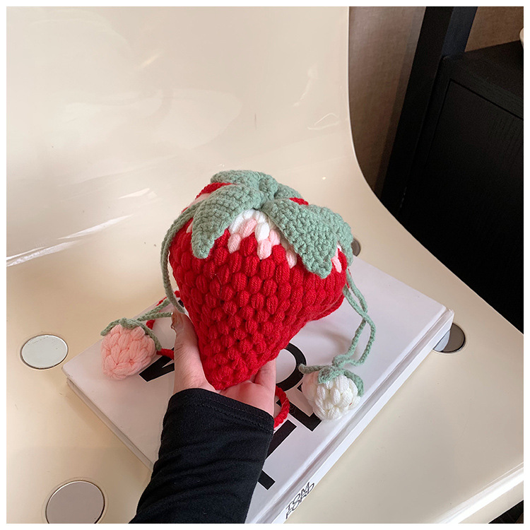 Crochet Strawberry Bag | Wool Knitted