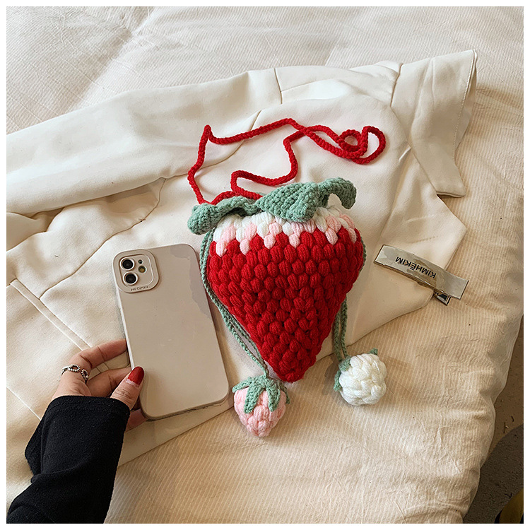 Crochet Strawberry Bag | Wool Knitted