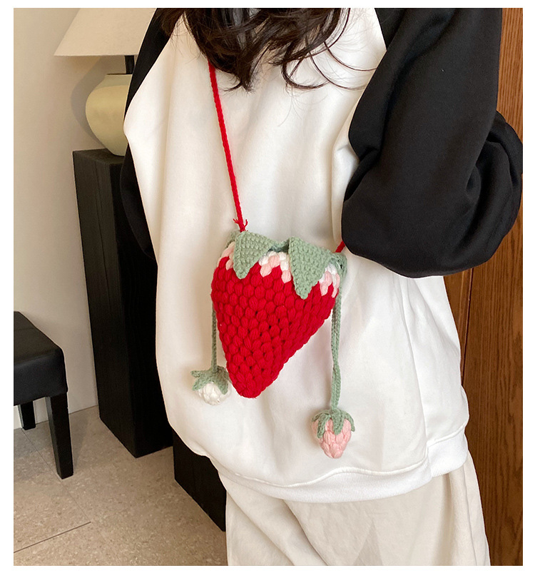 Title 11, Sac à Fraises en Laine Crochet Mignon Pour Acha...