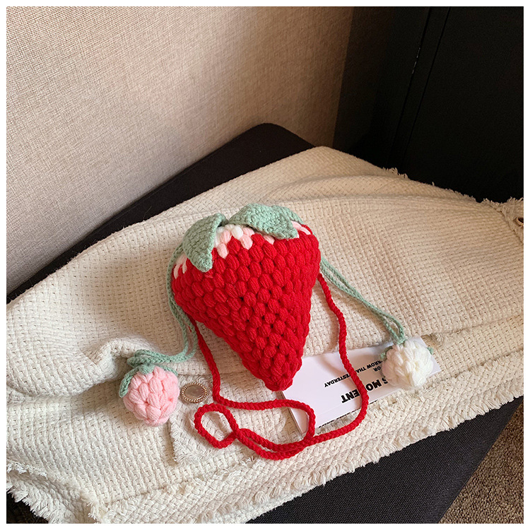 Crochet Strawberry Bag | Wool Knitted