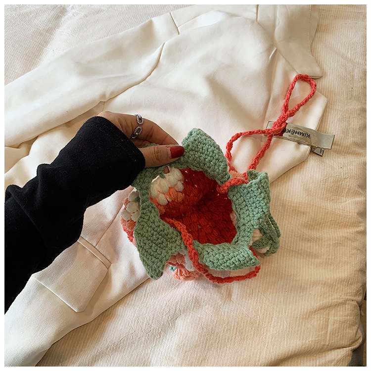 Crochet Strawberry Bag | Wool Knitted