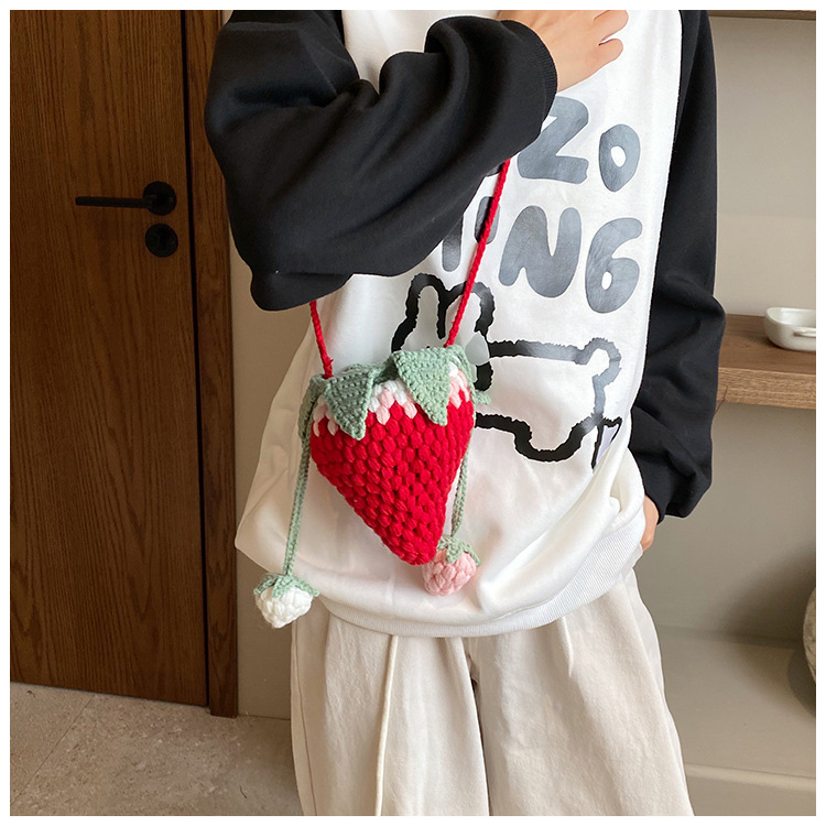 Crochet Strawberry Bag | Wool Knitted