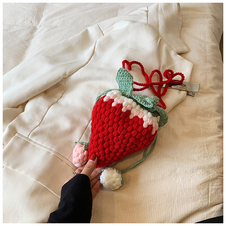 Crochet Strawberry Bag | Wool Knitted