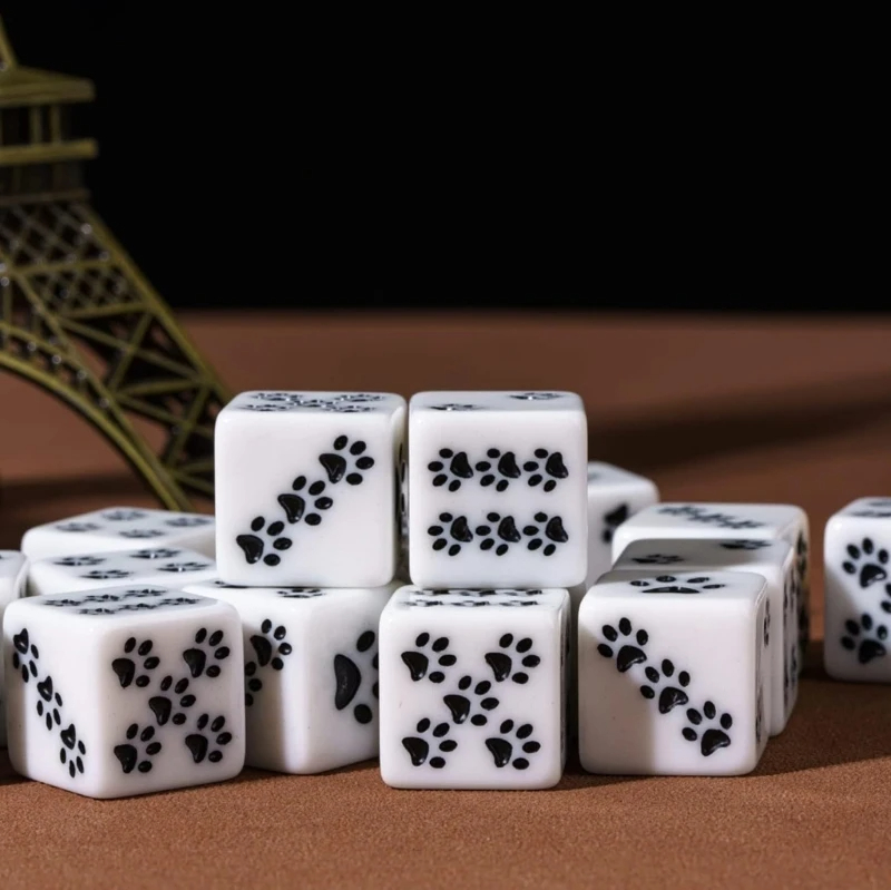 Title 1, White Hand-shaped Brush Pattern Point Dice