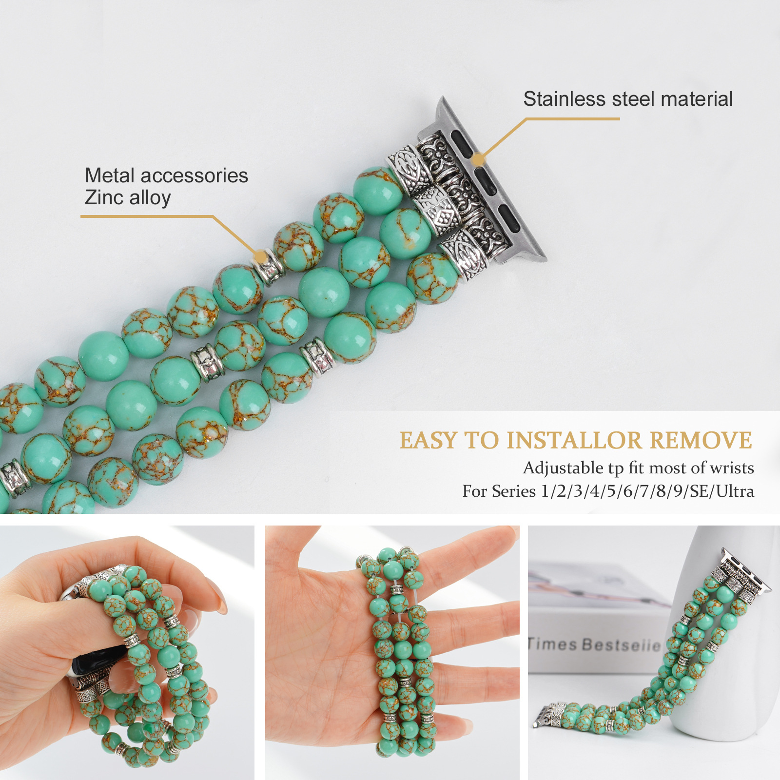 Title 9, Strap Beads String Watch Bracelet