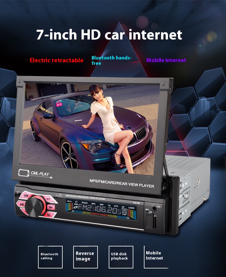 Title 2, 7-inch Car Telescopic Screen MP5 Car Video Player