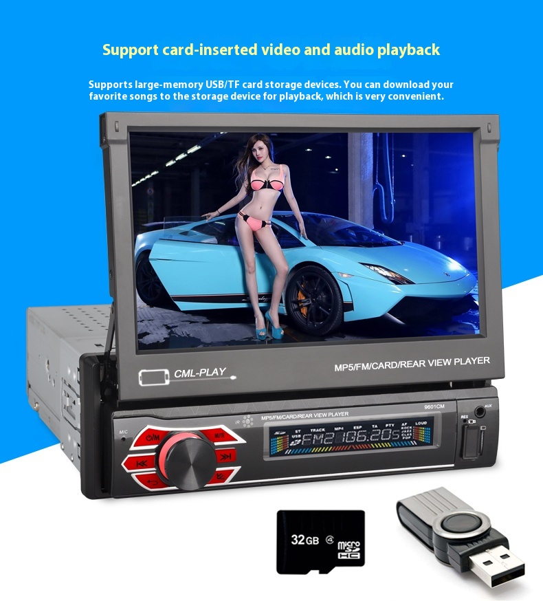 Title 11, 7-inch Car Telescopic Screen MP5 Car Video Player