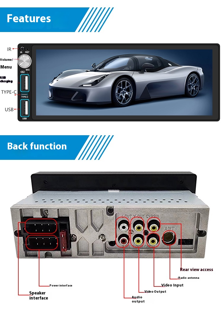 Title 10, Alles-in-één Bluetooth-autospeler met achteruit...