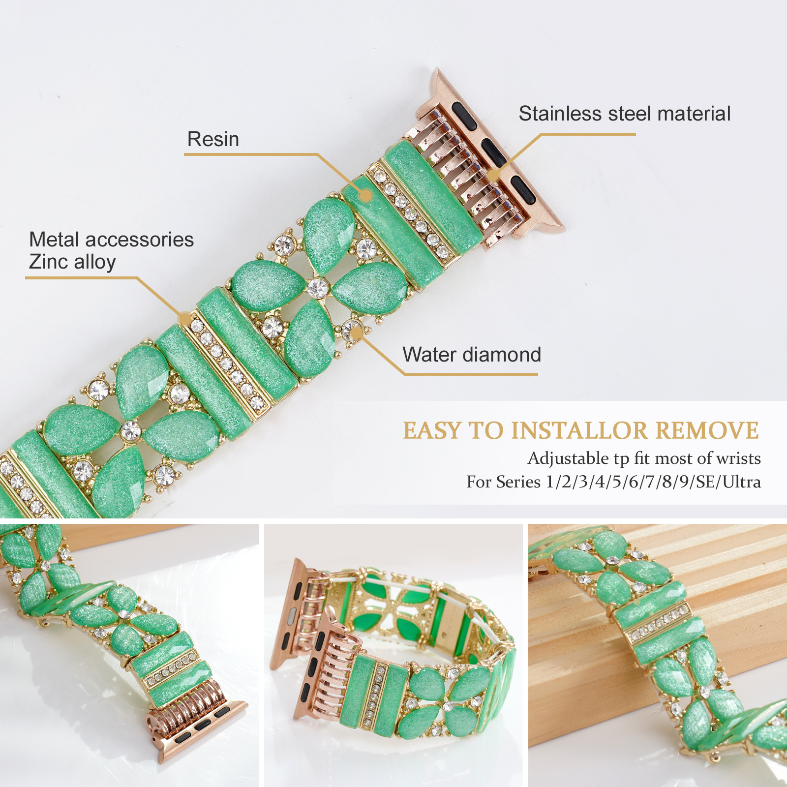 Title 1, Strap Green Jewelry Watch Bracelet