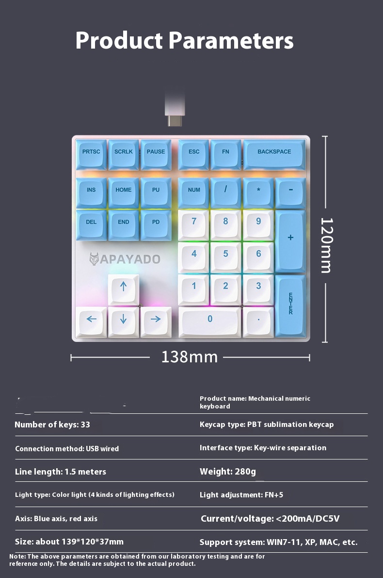 Title 2, 33 Key Mechanical Numeric Keyboard Green Axis R...