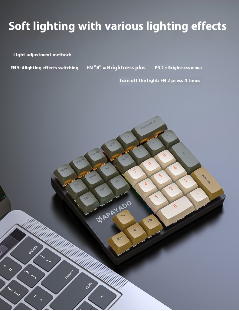 Title 6, 33 Key Mechanical Numeric Keyboard Green Axis R...