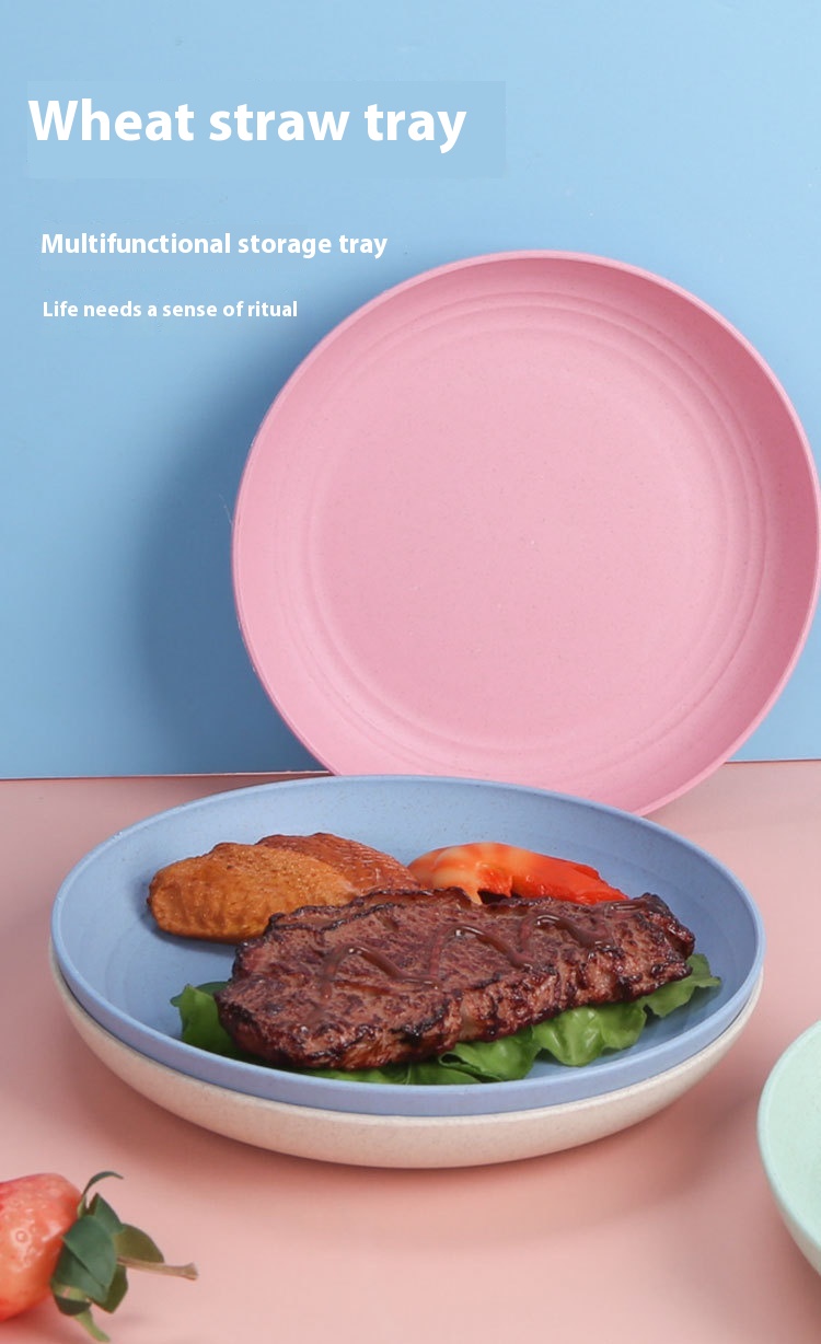 Title 6, Simple Household Wheat Straw Round Vegetable Dish