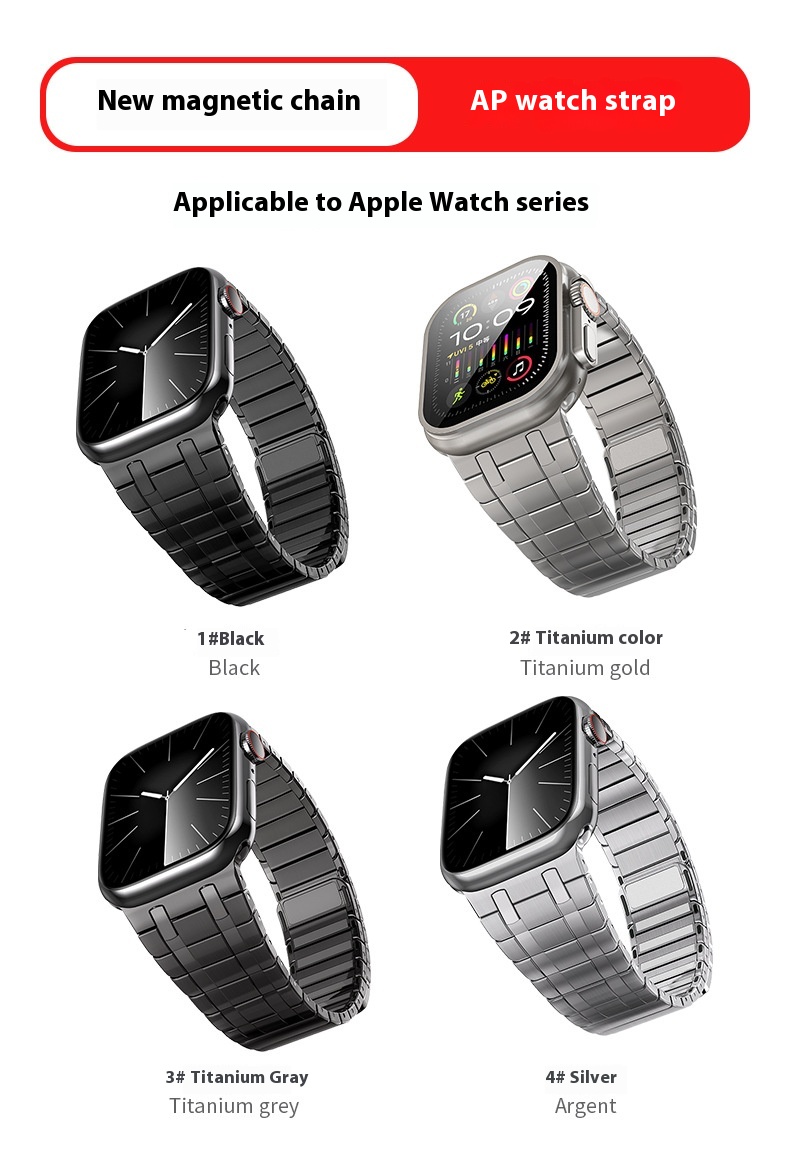 Title 1, Pulseira para iWatch S9 de aço inoxidável com s...