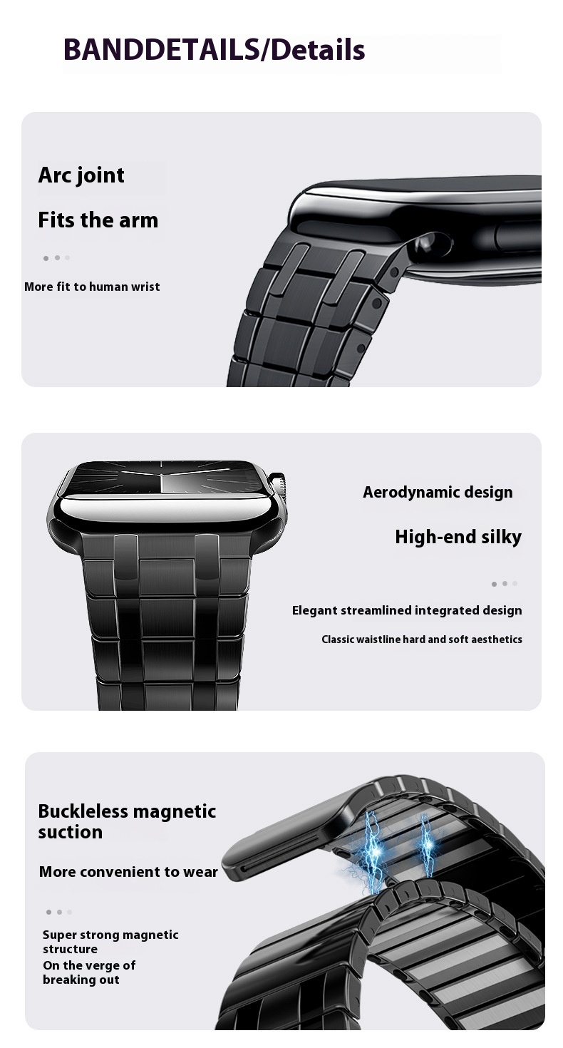 Title 11, Pulseira para iWatch S9 de aço inoxidável com s...