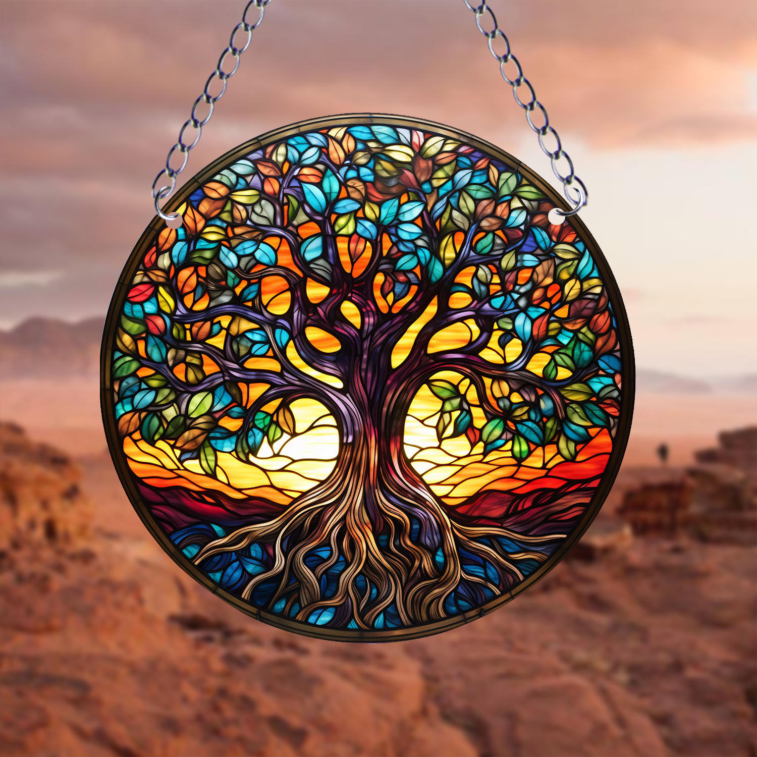 Title 8, Colorful Tree Of Life Sunshine Catcher Acrylic ...