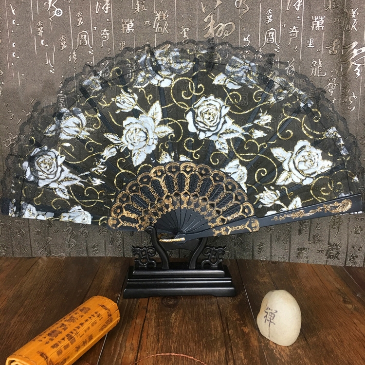 Title 3, Lace Fan Single Layer Wing Chun Dance Fan Chine...