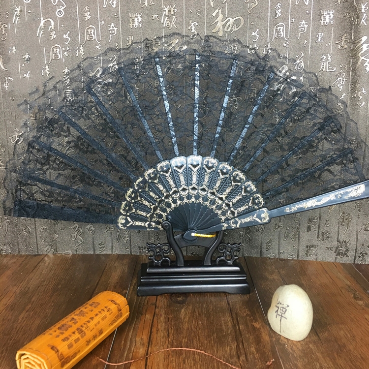 Title 4, Lace Fan Single Layer Wing Chun Dance Fan Chine...