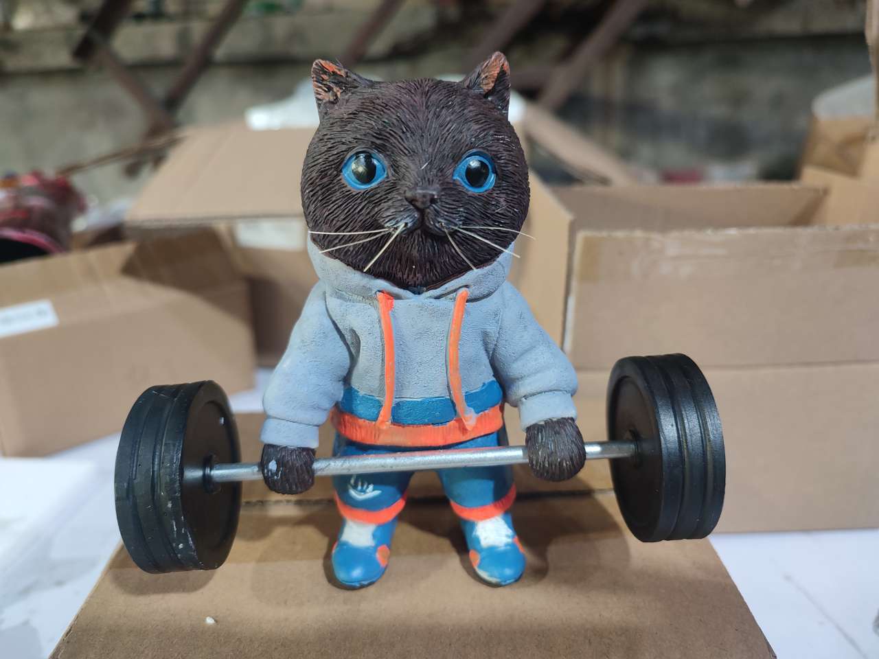 Title 2, Cute Fitness Cat Sculptured Ornaments - Decorat...