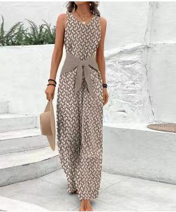 Title 5, Waist-tight Adjustable Lace Printing Jumpsuit