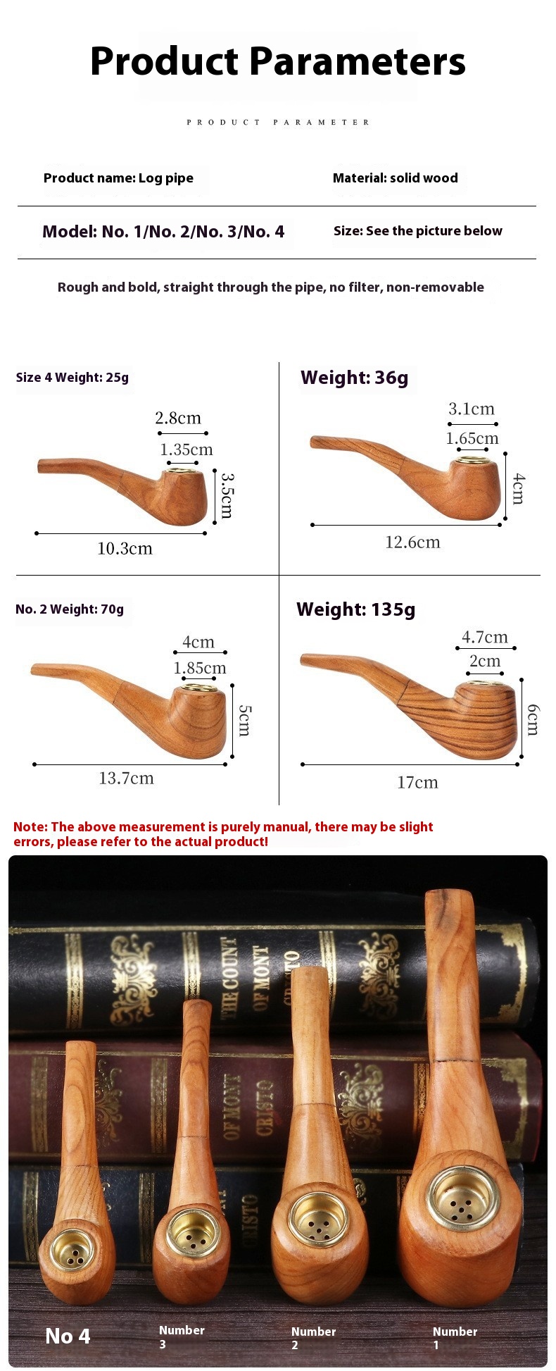 Title 5, Old-fashioned Hand-polished Solid Wood Pipe