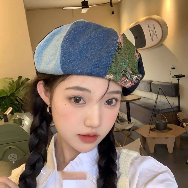 Title 5, Contrast Color Octagonal Beret Women