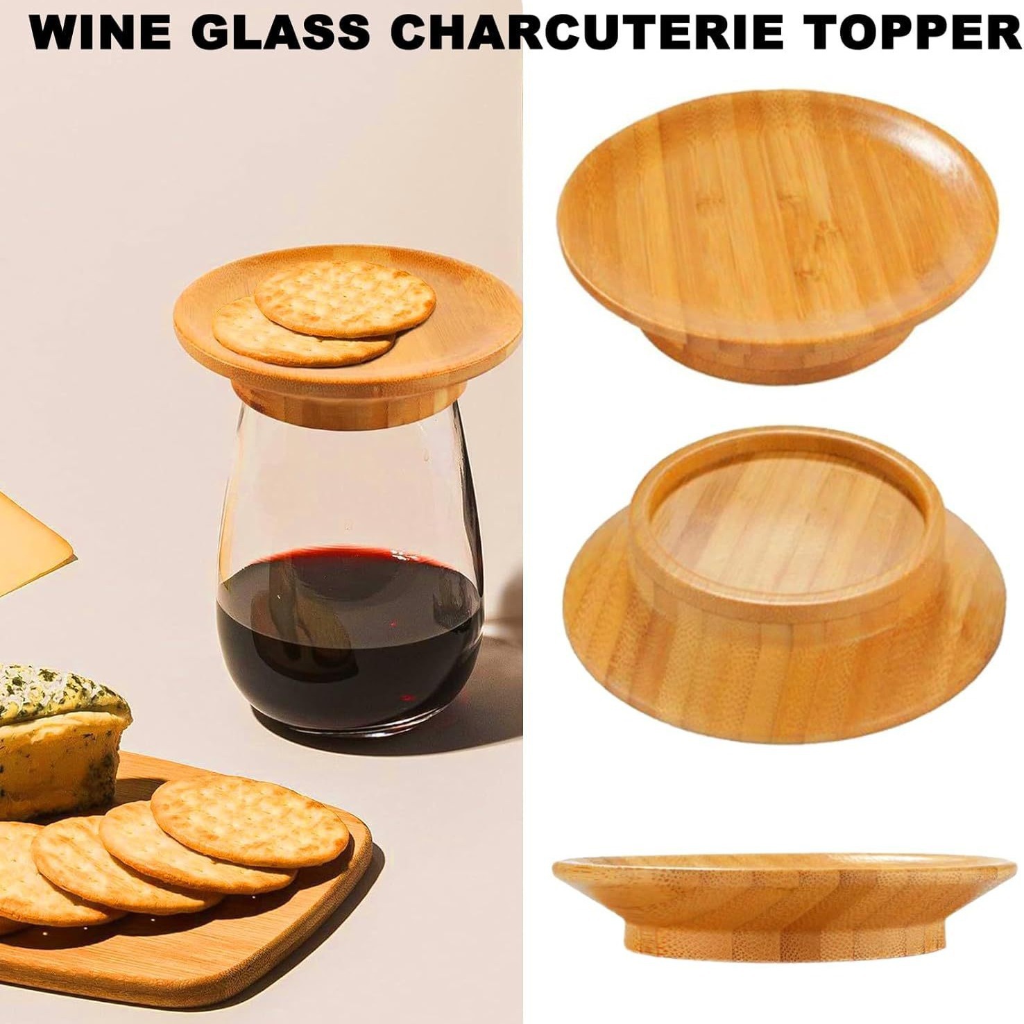 Title 1, Wine Glass Cooked Food Plate Wooden Coaster