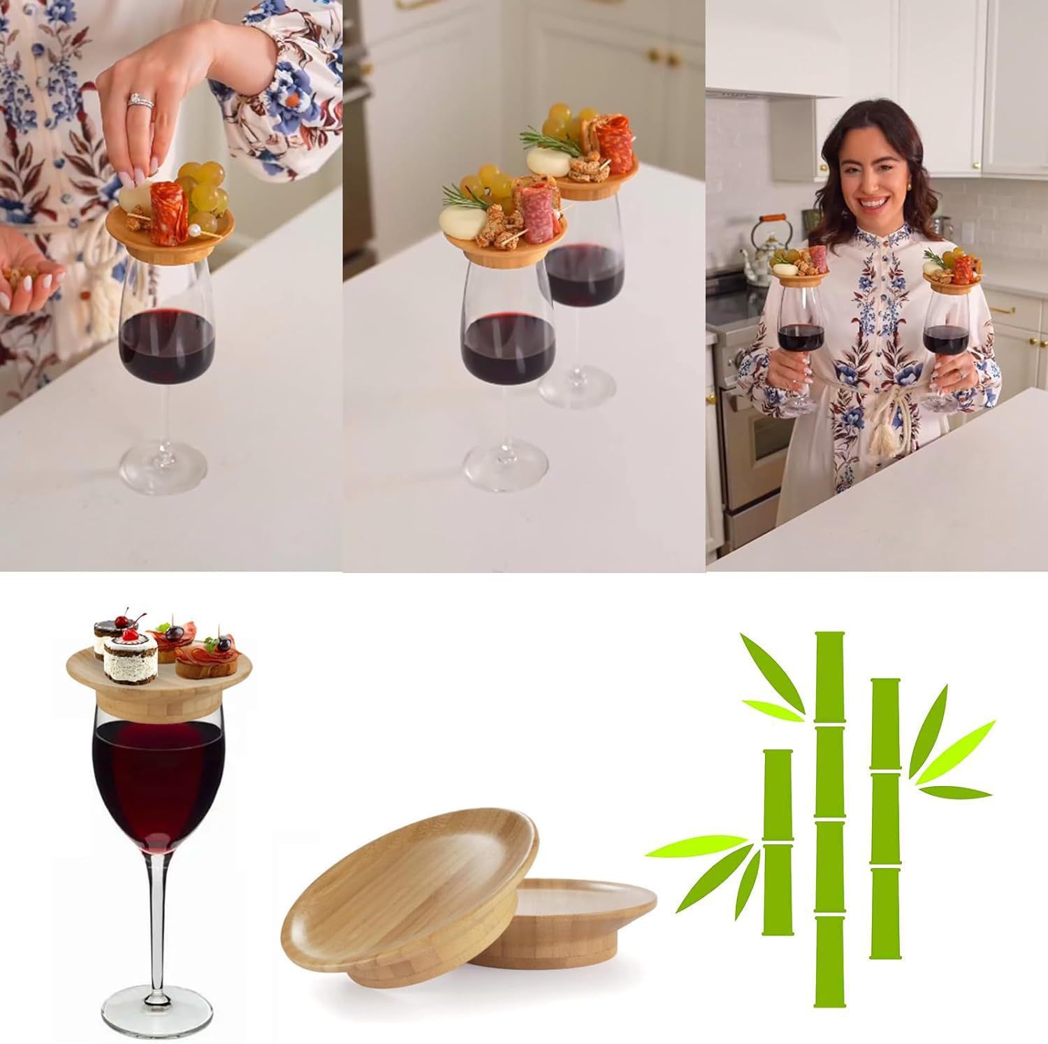 Title 5, Wine Glass Cooked Food Plate Wooden Coaster