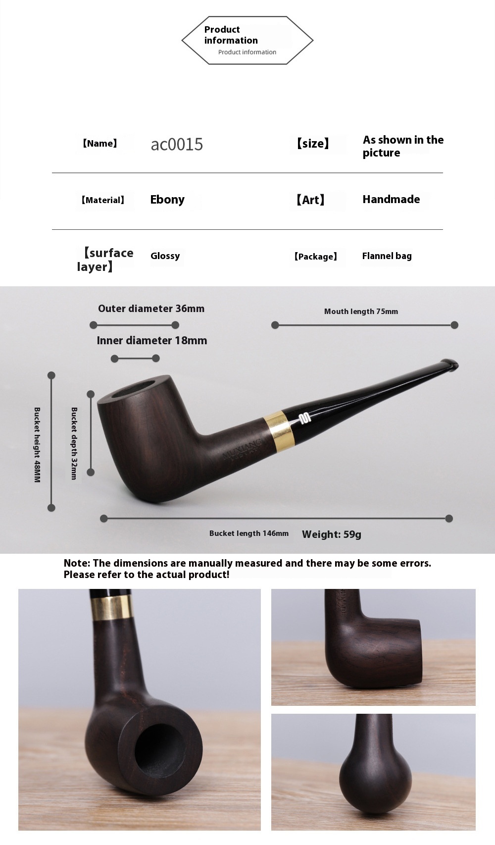 Title 2, Costustoot Handmade Blackwood Pipe Wooden Smoki...