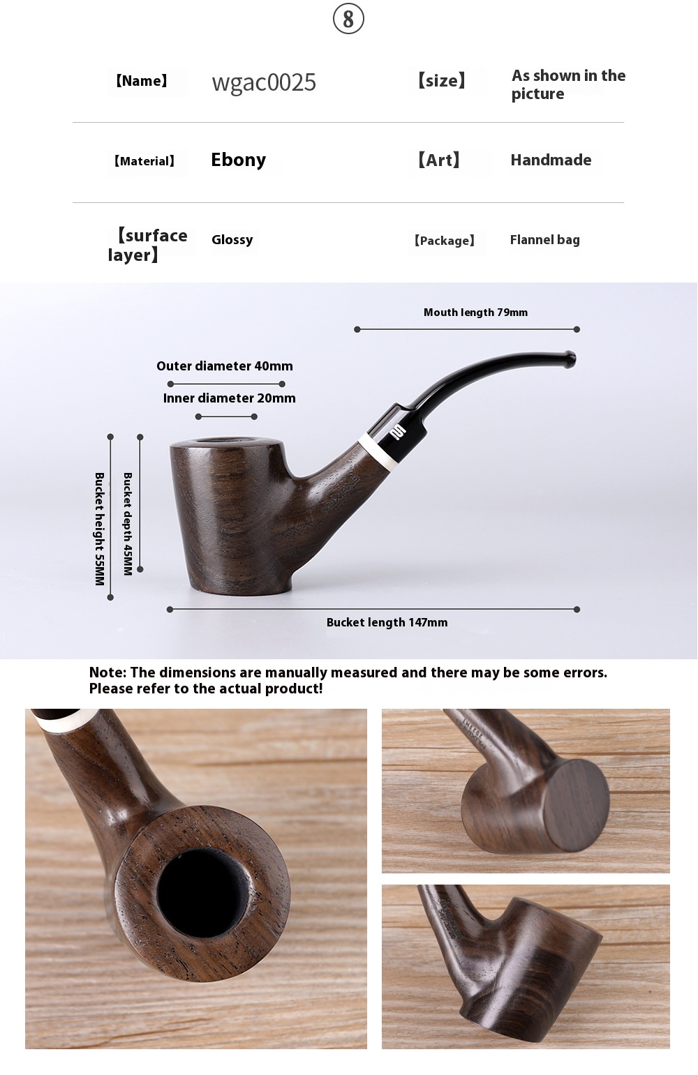 Title 6, Costustoot Handmade Blackwood Pipe Wooden Smoki...