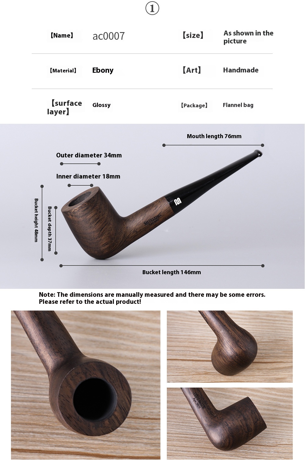 Title 10, Costustoot Handmade Blackwood Pipe Wooden Smoki...