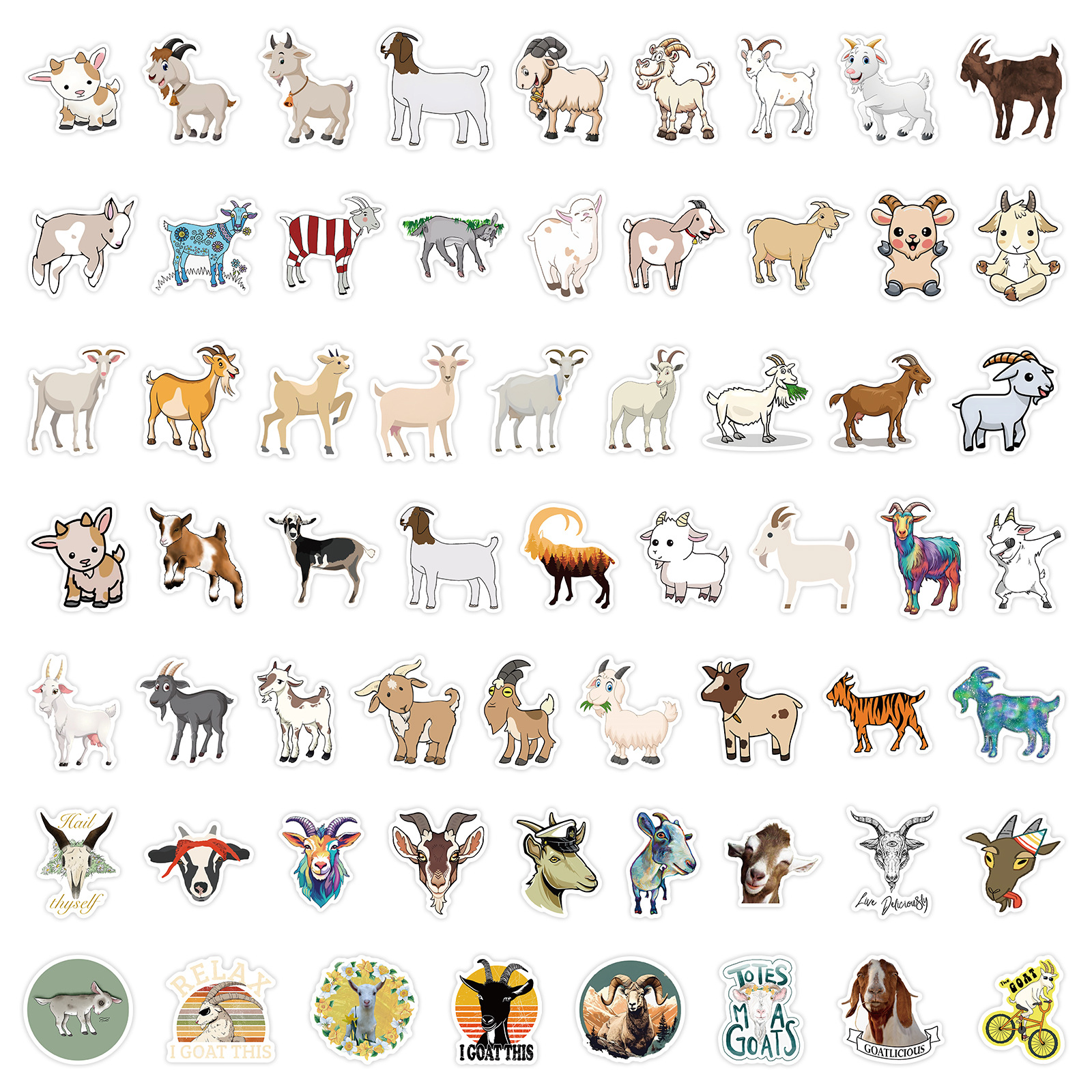 Title 3, 60 New Goat Small Animal Graffiti Stickers