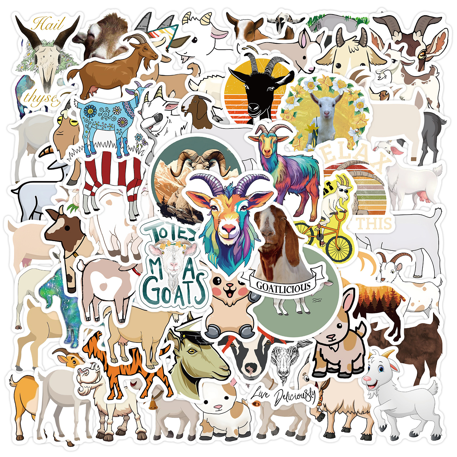 Title 7, 60 New Goat Small Animal Graffiti Stickers