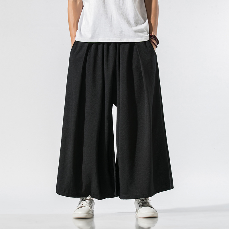 Title 3, Linnen casual cropped broek Rechte wijde pijpen