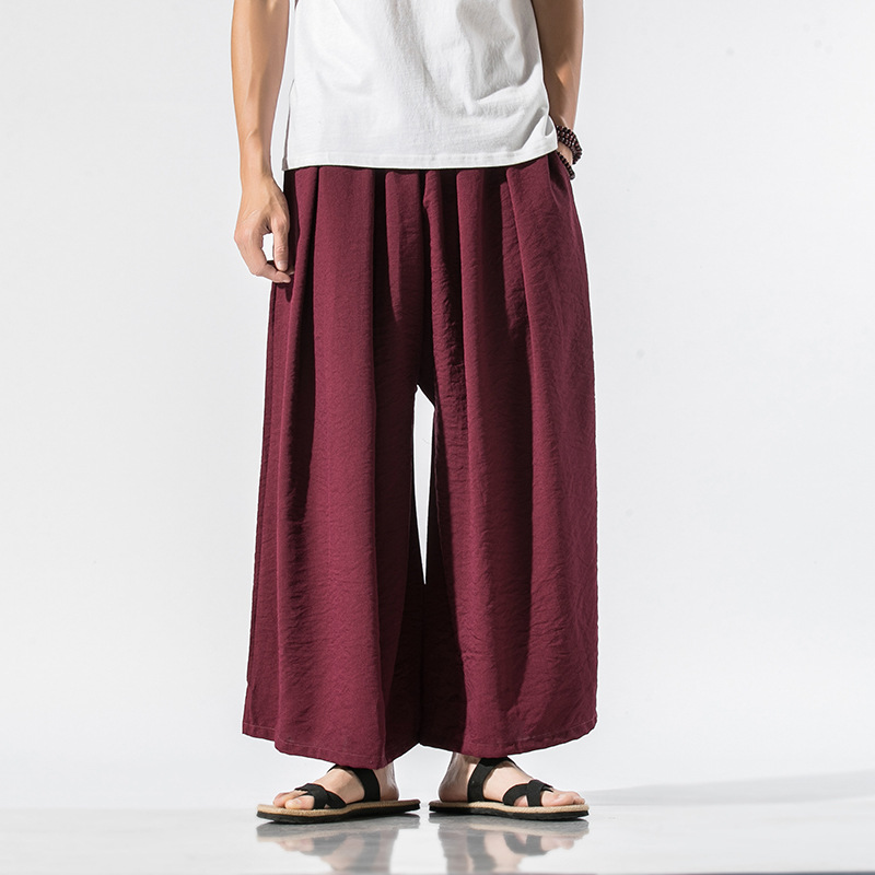 Title 6, Linnen casual cropped broek Rechte wijde pijpen