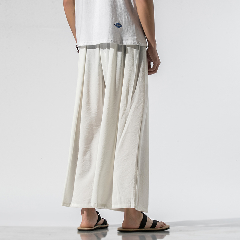 Title 7, Linnen casual cropped broek Rechte wijde pijpen