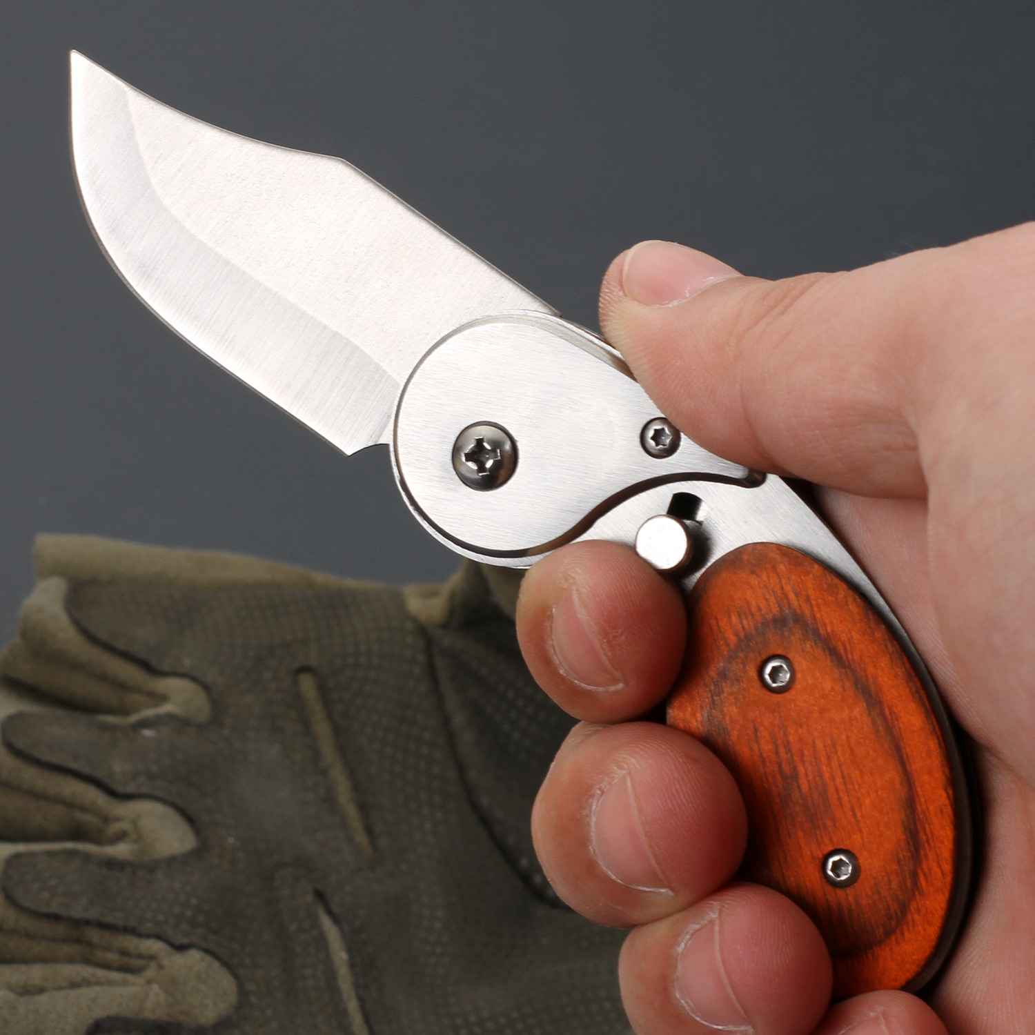 Title 1, Color Wooden Handle Outdoor Mini Folding Knife ...