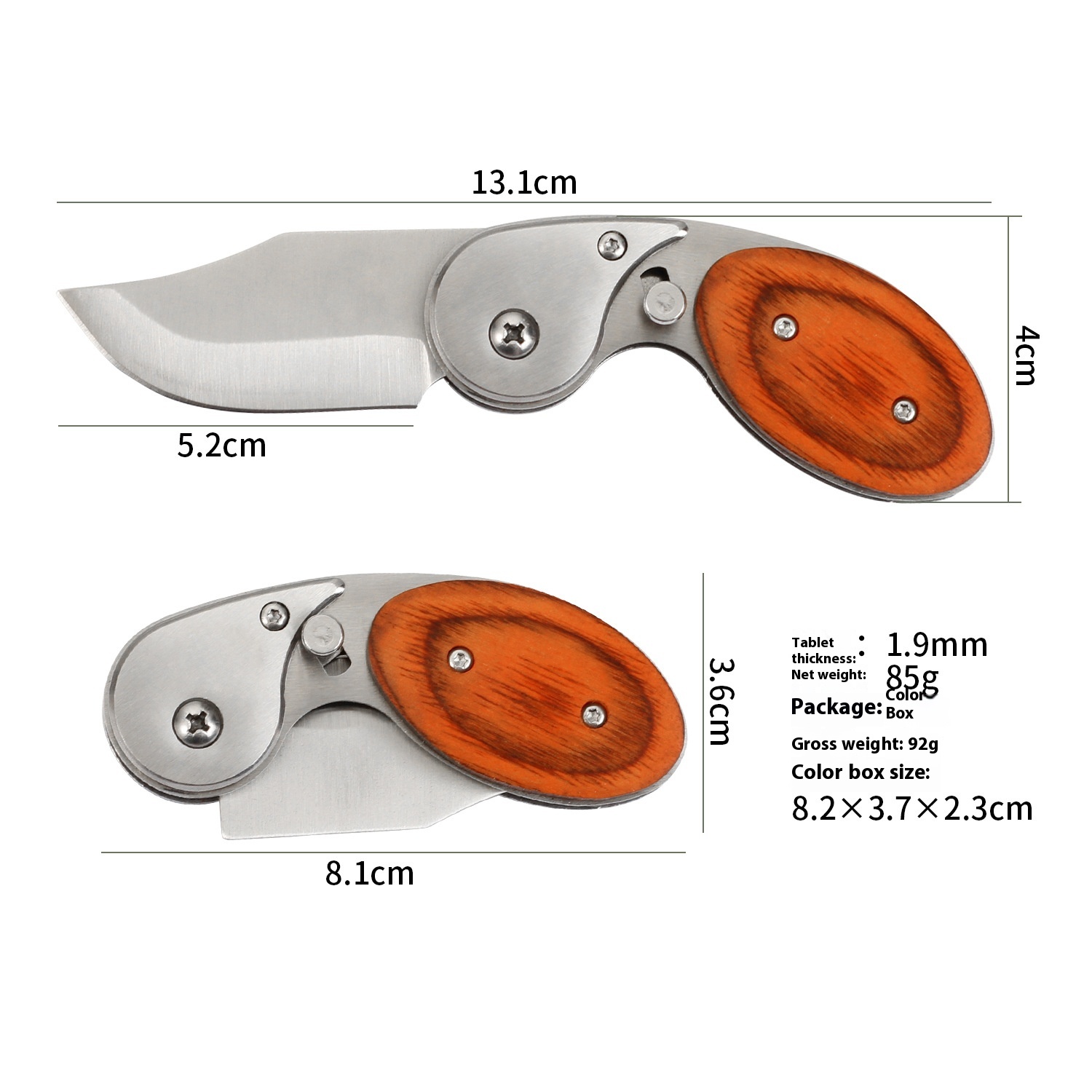 Title 2, Color Wooden Handle Outdoor Mini Folding Knife ...