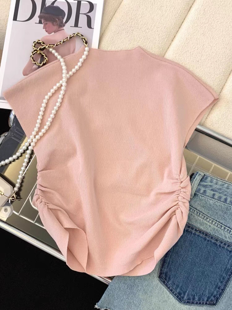 Title 2, Gentle Pink Bow Short-sleeved Sweater Women