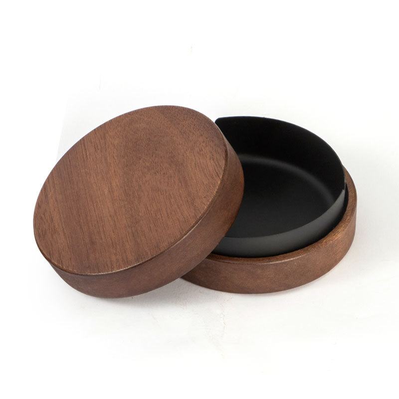 Title 6, Wooden Trendy Unique Black Walnut Ashtray With Lid